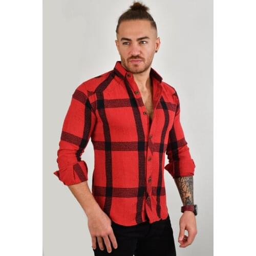 DeepSEA Male Lumberjack Shirt Long Sleeve Slim Fit Striped Plaid High Quality New Season Casual 2101833