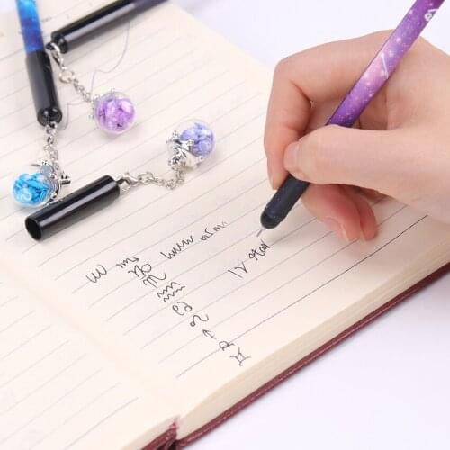 1PC Wish Bottle Pen Constellations Pendant 0.5mm Black Gel Ink Pens Stationery School Supplies Papelaria Escolar