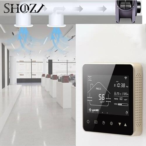 With PM2.5 PM10 VOC CO2 Temperature and Humidity Display and Time Setting App WIFI Control Ventilation System Smart Controller