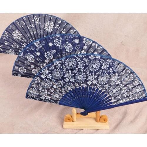 Folding Fan Womens Chinese Style Tourism Souvenir Orchid Wood Fan Lace Hand Fans Spanish Dance Gift Home Decor SN2109