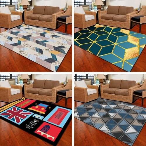 Customized Modern Simple 3D Carpet Crystal Velvet Geometric Bedroom Tatami Carpets For Mat/Rug Home Room Floor Living Size Large