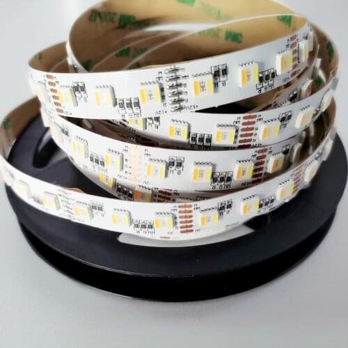 5M 84LEDs/m RGB+CCT 5 IN1 LED Strip Light 5050 SMD 30W RGB+White+Warm White RGBWW LED Flexible Tape 12MM White PCB DC12V