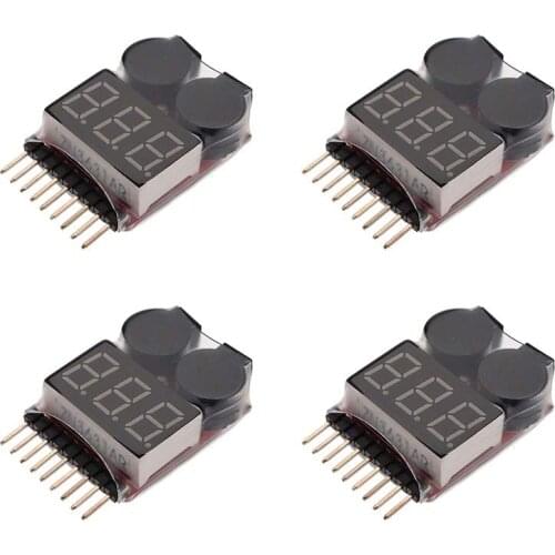TCMMRC BX100 1S-8S Battery Voltage Meter Tester Lipo Battery Monitor Alarm Indicator for 3.7v 7.4v 11.1v RC Drone Helicopter