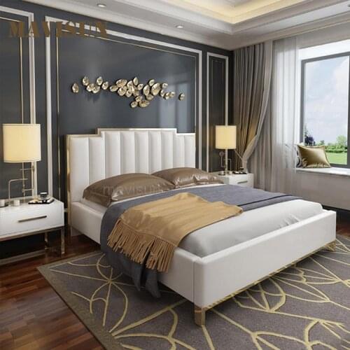 Comfortable High Quality Double Bed Set Chic European Style Wood King Size Bed And Queen Size Bed For Bedroom Villa Furniture