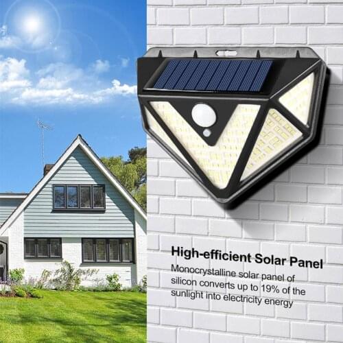 Outdoor LED Solar Light with Solar PIR Motion Sensor Waterproof Garden Wall Street Lamp 3 Modes Three Sides Security Lamp