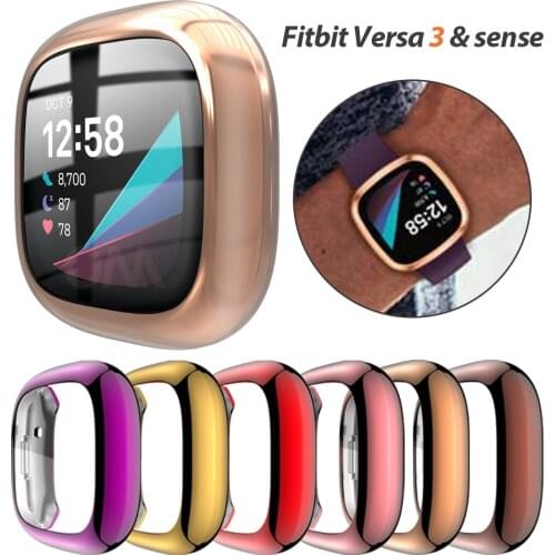 Screen Protector Case for Fitbit Versa 3 & Sense Ultra Slim Soft TPU Watch Cover for Fitbit Versa 3 Protective Bumper Shell