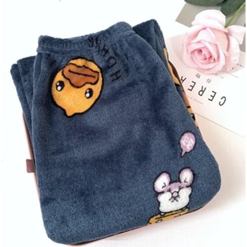 Winter Womens Plush Pajama Pants Warm Home Pants Loose Comfortable Elastic Waist Cute Cartoon