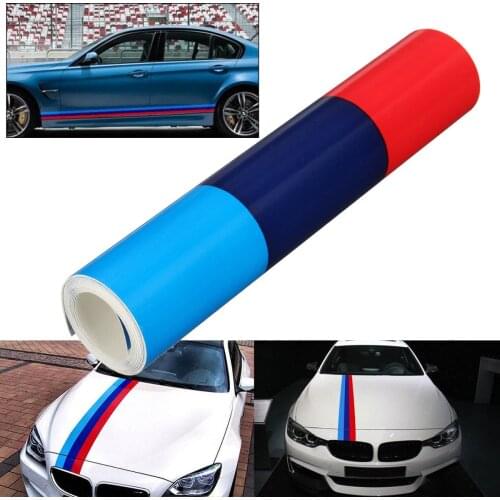 1.5m M Color Stripes Rally Side Hood Racing Motorsport Vinyl Decal Sticker Strip Bumper Engine Cover For BMW