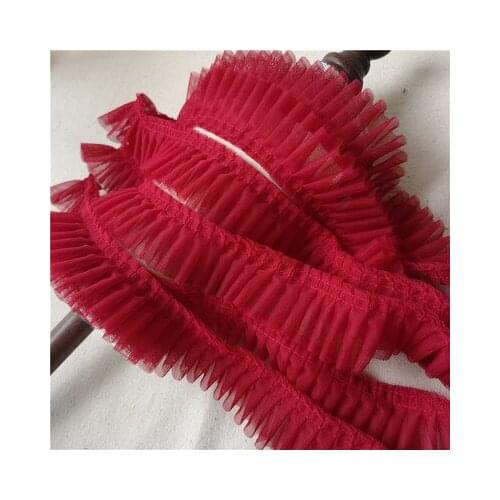 10meter Double Layers Mesh Pleated Lace Ribbon Fold Ruffle Trim Guipure Fabric Appliques Dresses DIY Sewing Trimmings Supplies