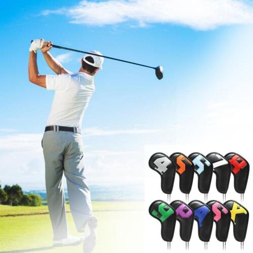 10/set Golf Iron Head Covers Iron Headovers Wedges Leather Iron Cover ASPX Golf Covers Golf 4-9 Fan Supplies PU Waterproof A8O6