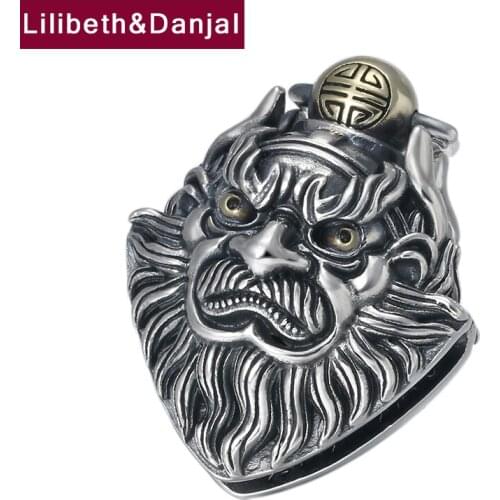 2019 Fashion Pendant 100% 925 Sterling silver Jewelry Men Women Lucky Human head Bell amulet Necklace Pendant Jewelry making P35
