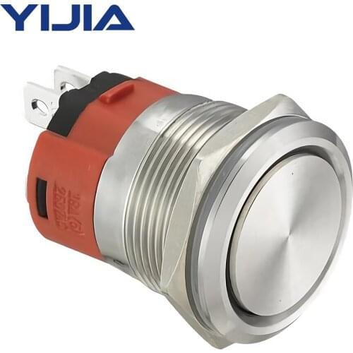 25mm 18A Large Current Flat Head Self-Locking Metal Push Button 1NO1NC GQ25AF-11Z/S