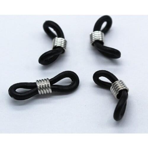 40 Lot Rubber Connectors for Eye Glasses Holder Necklace Chain 22mm Black Clear Rubber Ends Retainers