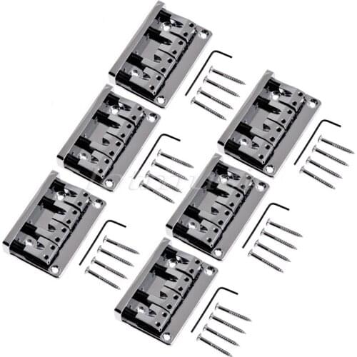 6 x 4 String Bridge L Shape Saddle Bridge With Screws Spanner Chrome For Bass Guitar Replacement