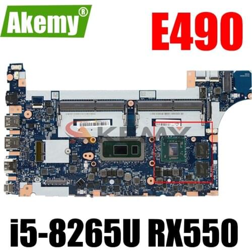 Akemy For Lenovo Thinkpad E490 E590 Notebook Motherboard NM-B911 CPU i5-8265U GPU RX550 Tested testing FRU 5B20V81851 02DL814