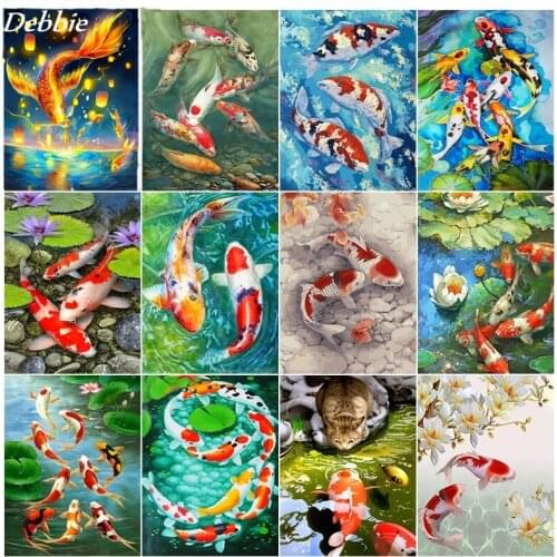 5D Diamond Painting Full Square/Round "Koi fish lotus lake" Picture of Rhinestone DIY Diamond Embroidery Home Decor Gift