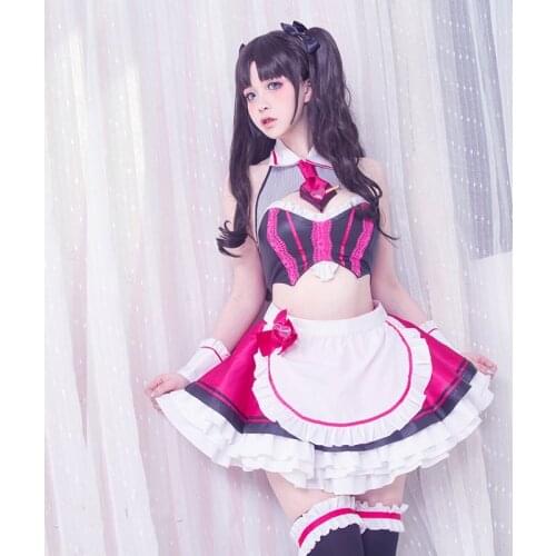 Anime FGO Tohsaka Rin Cosplay Costume Fate stay night Costume Anime Fate Extra Street chocolate suit Apron dress Maid dresses