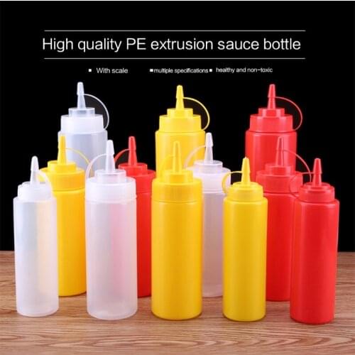 Squeeze Condiment Bottles with On Lids Ketchup Mustards Hot Sauces Oil Bottles Kitchen Accessories for Kitchen
