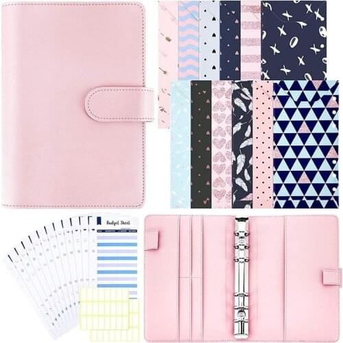 Budget Cash Envelope System A6 PU Leather Binder Set for Planning Notepad