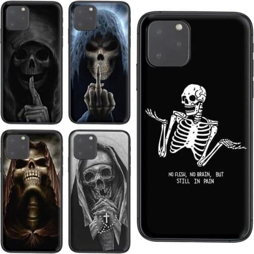 For Xiaomi Redmi Note 9 9S 8 7 10 Note9 Note 9 Pro Max 9Pro 5G Death Prayer Grim Reaper Skeleton Skull Light TPU Phone Bags