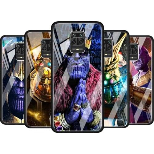 Thanos marvel hero for Xiaomi Redmi Note 10 Pro Max 10S 9T 9S 9 8T 8 7 Pro 5G Luxury Tempered Glass Phone Case Cover