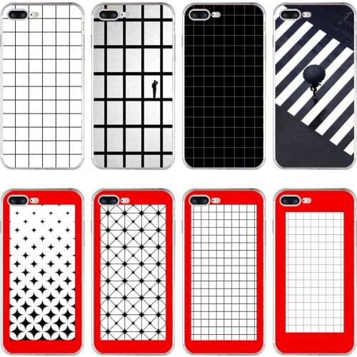 67H white black grid minimalist Soft TPU Silicone Cover Case For Apple iPhone 6 6s 7 8 plus Case