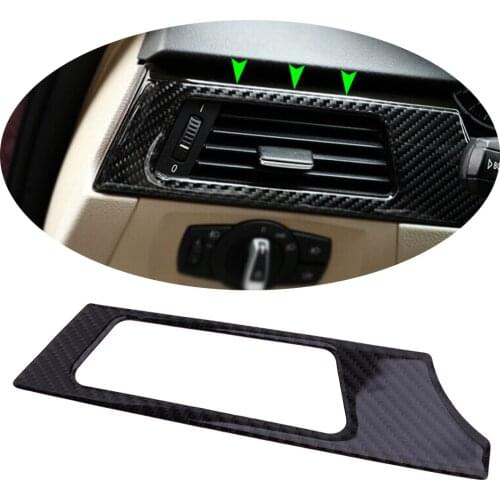 Black Carbon Fiber Car Inner Left Air Vent Outlet Cover Trim Frame Fit For BMW 3 Series E90 E92 E93 2005-2009 2010 2011 2012