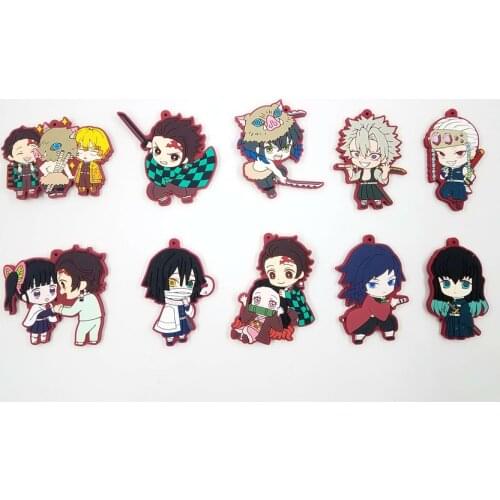 Demon Slayer: Kimetsu no Yaiba original Japanese anime figure rubber Silicone mobile phone charms key chain strap keyring