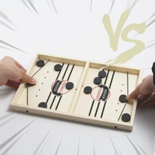 Wooden Fast Sling Puck Game Paced Sling Board Game Winner Hockey Board Toys