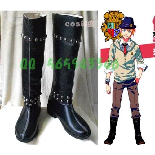 Uta no Prince-sama Syo Kurusu Black Long Cosplay Costume Boots Shoes S008