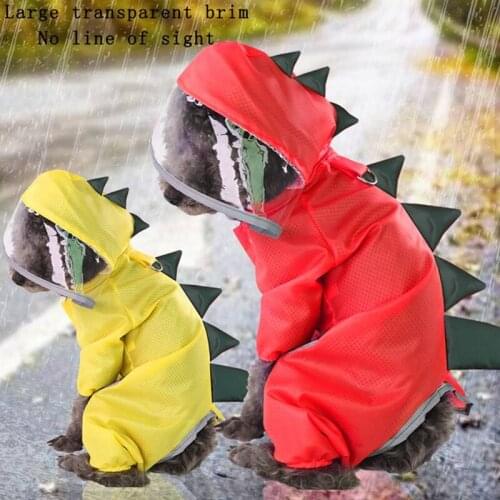 Raincoat For Dogs Waterproof Dog Coat Cat Raincoat F Dinosaur Cosplay Clothing Breathable Four Legs Small Hooded Jacket Clothes