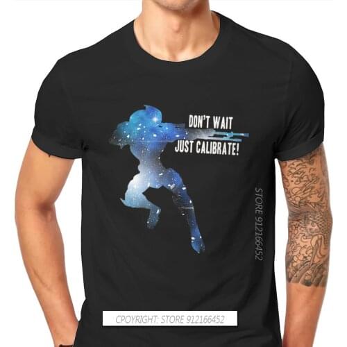 Garrus Don't Wait Just Calibrate TShirt Mass Effect Commander Shepard Asari Game Hip Hop Gift Idea T Shirt Short Sleeve