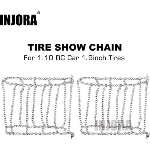 INJORA 2Pcs Metal 120mm 1.9inch Tires Snow Chain for 1/10 RC Rock Crawler Traxxas TRX-4 TRX4 Axial SCX10 90046