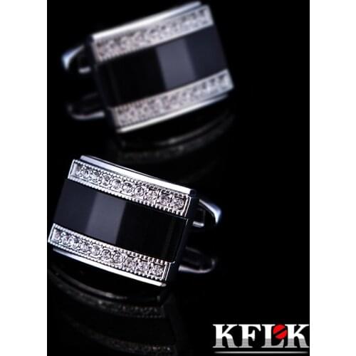 KFLK Jewelry French shirt cufflink for mens Brand Fashion Black Cuffs link Button High Quality Luxury Wedding male guests