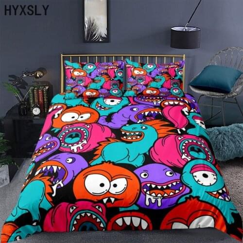 Monster 3D Bedding Set Colorful Printed Duvet Cover Pillowcase Sets Queen King Twin Full Size Bed Linens Comforter Dropshipping