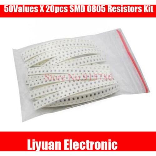 1000pcs Resistor Pack 50Values X 20pcs SMD 0805 Resistors Kit Resistencias Trousse Chip Fixed 1% 3K-4.7M SMD Resistance