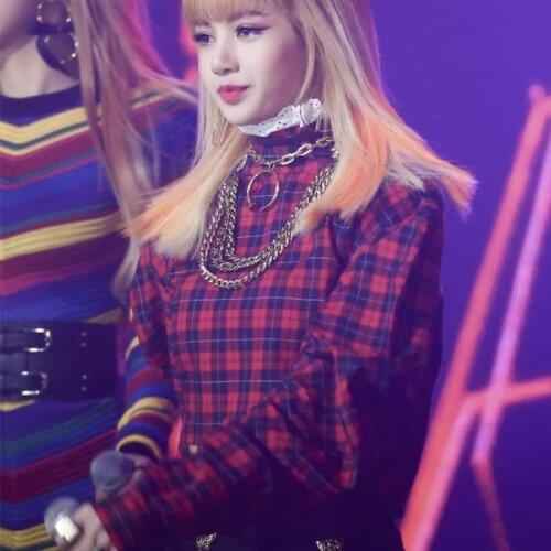 Korean WomenS Group With The Same Plaid Top Jazz Dance Costume Loose Long-Sleeve Shirt Hip-Hop Street Performance Wear DWY4455