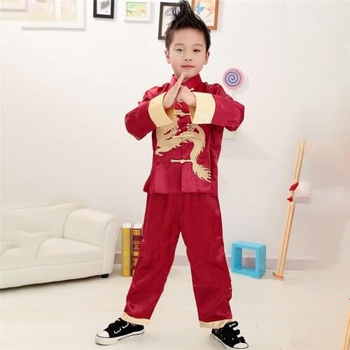 Kdis Costume Chinese Style Jacket Pants Suit Kung Fu Uniform New Year Hanfu Men Festival Outfits Children Traditional Clothing