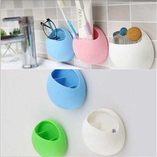 Creative Home Bathroom Toothbrush Wall Mounted Holder Sucker Suction Organizer Cup Rack Bathroom Kitchen Storage Racks