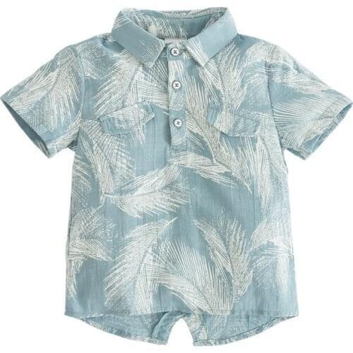 New 2019 Summer Casual Cotton Baby Boys shirts Toddler Kids Feather Printed Tops Tees Children Beach Clothing Boys Shirt 2-8 Yrs