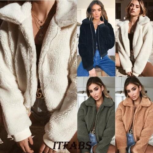 Fashion Faux Fur Coat Women 2020 Autumn Winter Warm Soft Plush Zipper Fur Jacket Female Plush Overcoat Pocket Teddy Outerwear