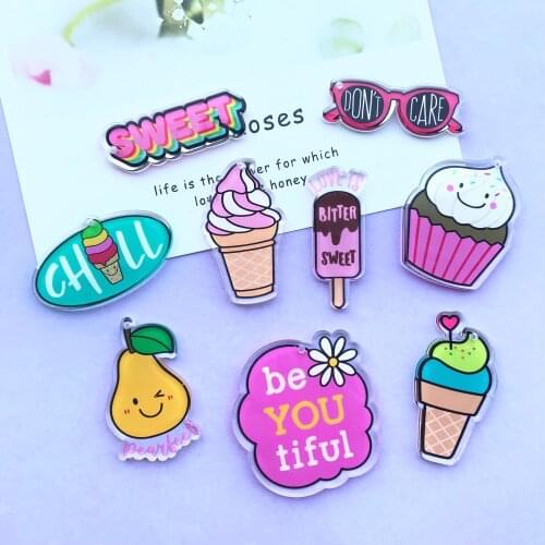 10pcs Fashion resin Acrylic Cartoon Ice cream cake Charms for DIY decoration neckalce Bag key chain Jewelry Making accessories