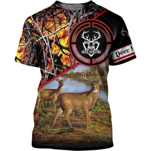 US Size 2021 Summer New Fashion T-shirt Deer Hunter Camo 3D Printed Men Women T Shirt O-Neck Casual Harajuku Tee Tops