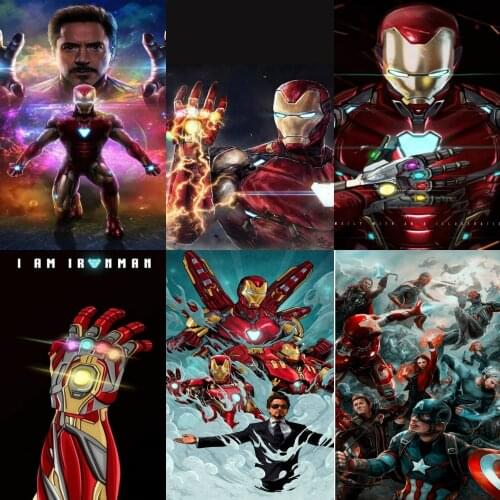 5D Diamond Painting Disney Marvel Iron Man Infinity Stones Square Diamond Embroidery Cross Stitch Kits Mosaic Decoration Gift