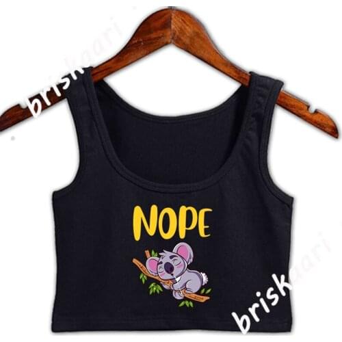 Nope Lazy Koala Crop Top Women Tops Girls Graphic S-XXL Spring Funny Casual Personalized Natural Vest