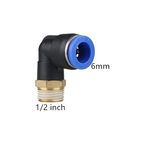 New L type 6mm 1/2 inch threaded elbow pu hose gas connector 90 degree PL 6-04 nylon pipe joint pneumatic air fitting