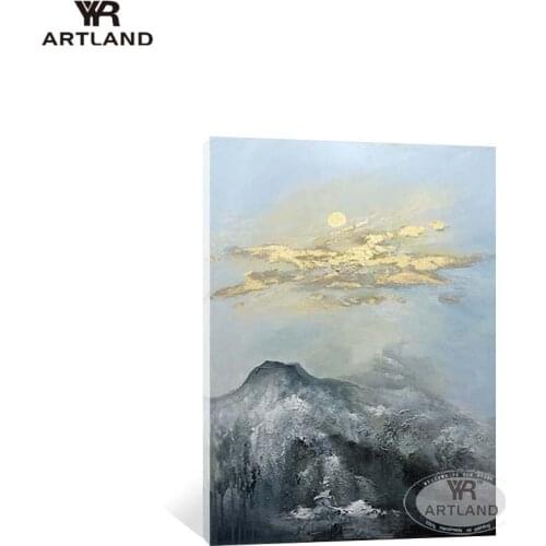 Original oil painting home decoration Handmade oil painting on canvas abstract picture gold foil cloud landscape for living room