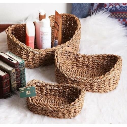 3 pcs Oval Wicker Regulatory, Multi-Purpose Decorative Basket, Natural Wicker Basket