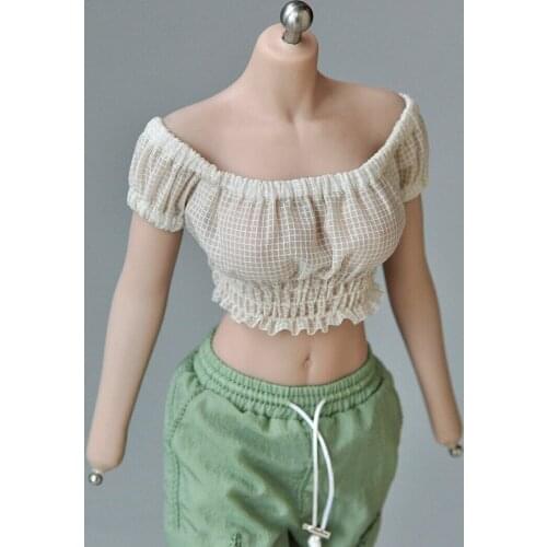 1/6th Off-shoulder Short-sleeved Pleated Top Model for 12" PH Female