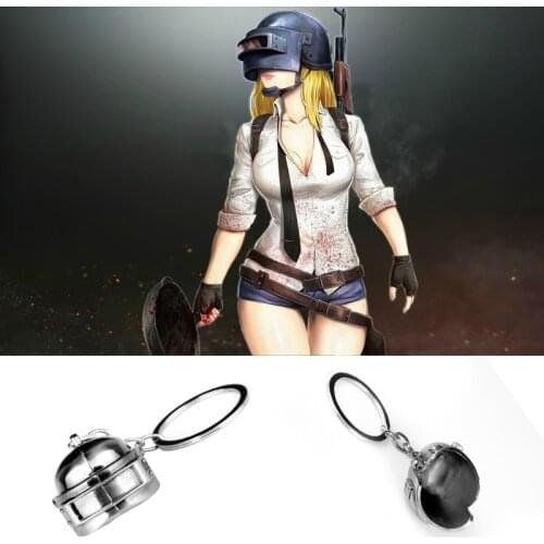PUBG Keychain Pan Helmet 98K AWM Fuel Playerunknowns Battlegrounds Cosplay Props Alloy Armor Model Keyring Trinket Chaveiro